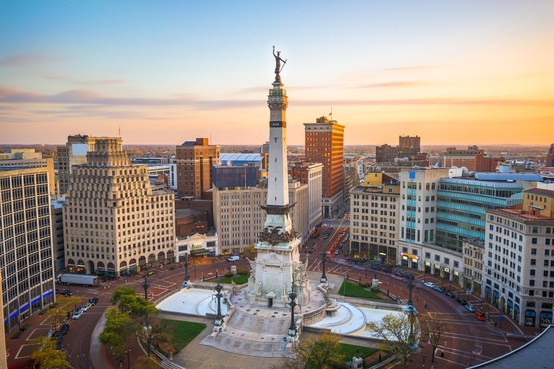 Indianapolis skyline at dusk