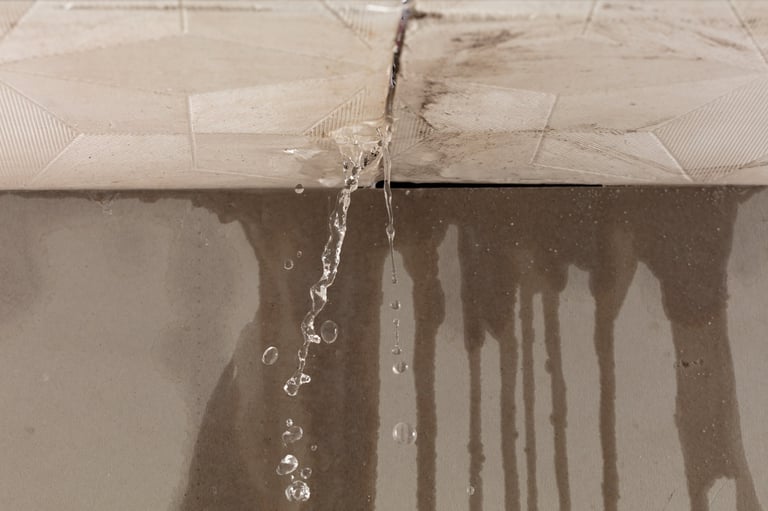 Storm damage water leak from ceiling