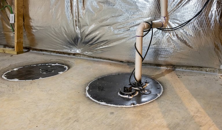 Basement flooding with water removal pump