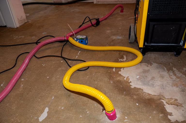 Professional water damage restoration with industrial drying equipment